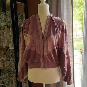 EUC Pink crop hoodie jacket
